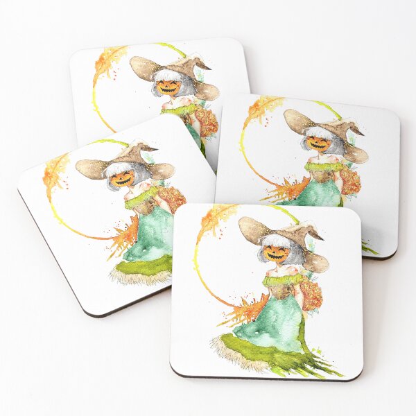 Item preview, Cute seasonal pumpkin witch with flowers - Abstract watercolor art design wall decor - Unique Gifts for Her designed and sold by DearhoneyandArt.