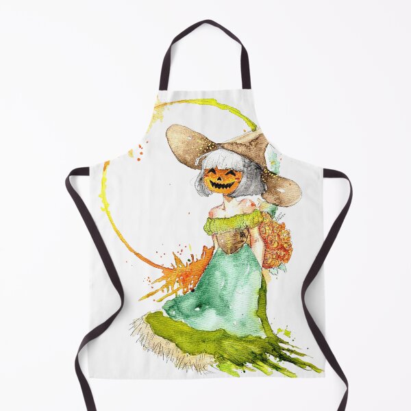 Item preview, Cute seasonal pumpkin witch with flowers - Abstract watercolor art design wall decor - Unique Gifts for Her designed and sold by DearhoneyandArt.