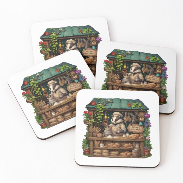 Item preview, Badger's Grain & Bakery | Cozy Woodland Bakery | Rustic Flour Mill | Cottagecore Forest Market | Whimsical Badger Baker Sticker designed and sold by MrDev.