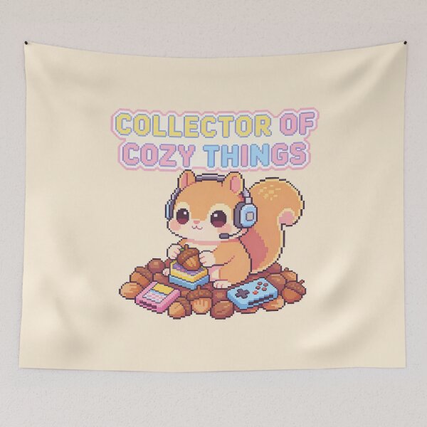 Item preview, Collector of Cozy Things - Cute Gamer Squirrel Pixel Art designed and sold by PotionPixelArt.