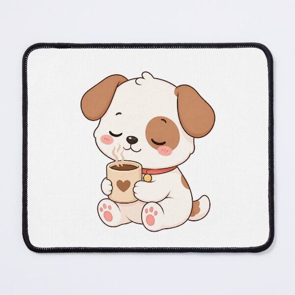 Item preview, Cute Sleepy Puppy Holding Coffee Mug Kawaii Design designed and sold by Seculinator.