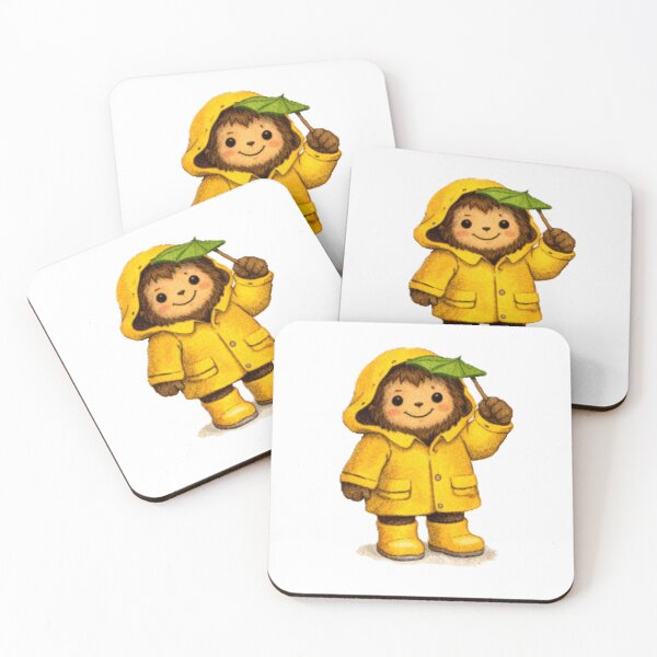 Item preview, Cute Rainy Day Bigfoot with Leaf Umbrella Sticker  designed and sold by SunnyandStardust.
