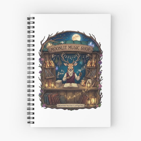Item preview, Moonlit Music Shop | Enchanted Woodland Music Store | Magical Deer Conductor | Fantasy Orchestra | Cottagecore Forest Sticker designed and sold by MrDev.