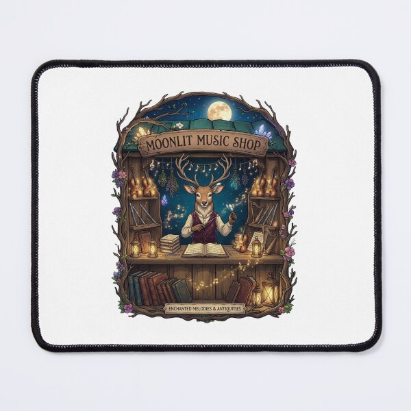 Item preview, Moonlit Music Shop | Enchanted Woodland Music Store | Magical Deer Conductor | Fantasy Orchestra | Cottagecore Forest Sticker designed and sold by MrDev.
