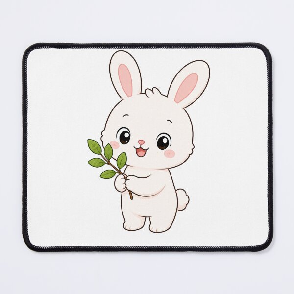 Item preview, Cute Bunny Holding Green Branch Kawaii Cartoon Design designed and sold by Seculinator.
