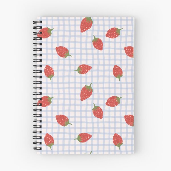 Item preview, Strawberries on blue gingham grid designed and sold by PrettywithColor.