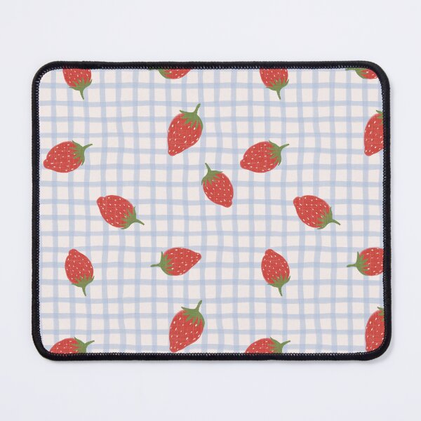 Item preview, Strawberries on blue gingham grid designed and sold by PrettywithColor.
