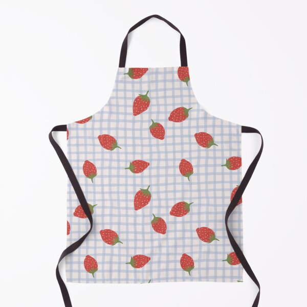 Item preview, Strawberries on blue gingham grid designed and sold by PrettywithColor.