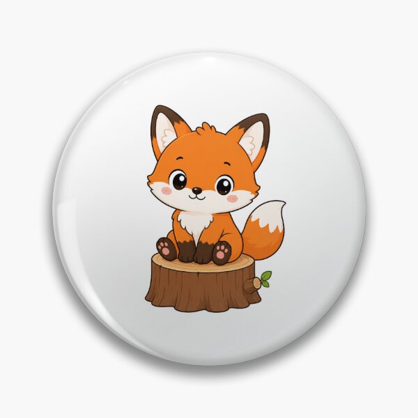 Artikelvorschau, Cute Fox Sitting on Tree Stump Kawaii Cartoon Design entworfen und verkauft von Seculinator.