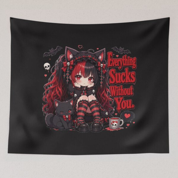 Item preview,  Cute Gothic Anime Girl Everything Sucks  designed and sold by Revyra Design .