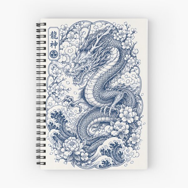 Item preview, Japanese Dragon Tattoo | Traditional Irezumi Dragon with Sakura & Waves designed and sold by Neo Tokio.