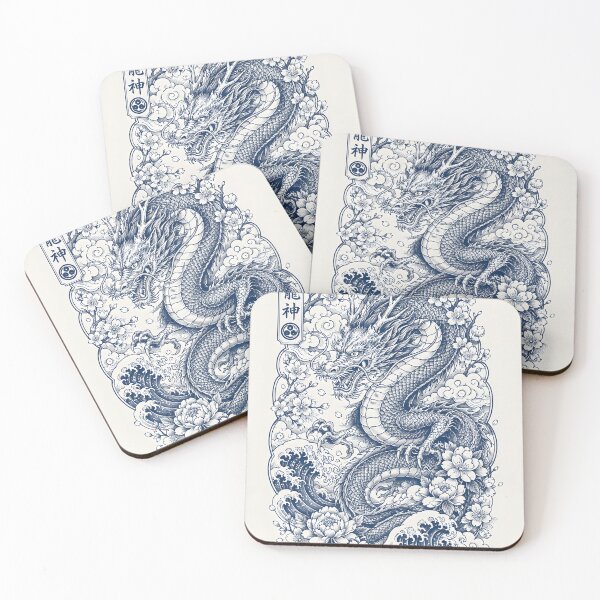 Item preview, Japanese Dragon Tattoo | Traditional Irezumi Dragon with Sakura & Waves designed and sold by Neo Tokio.
