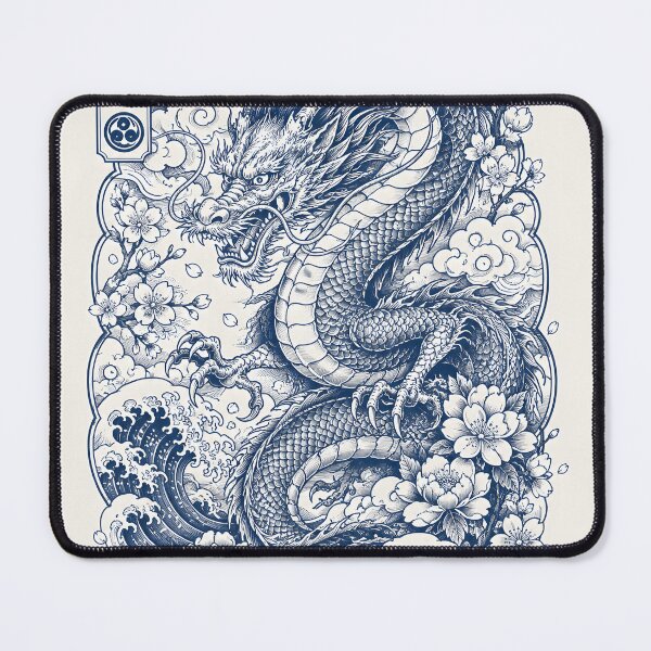 Item preview, Japanese Dragon Tattoo | Traditional Irezumi Dragon with Sakura & Waves designed and sold by Neo Tokio.