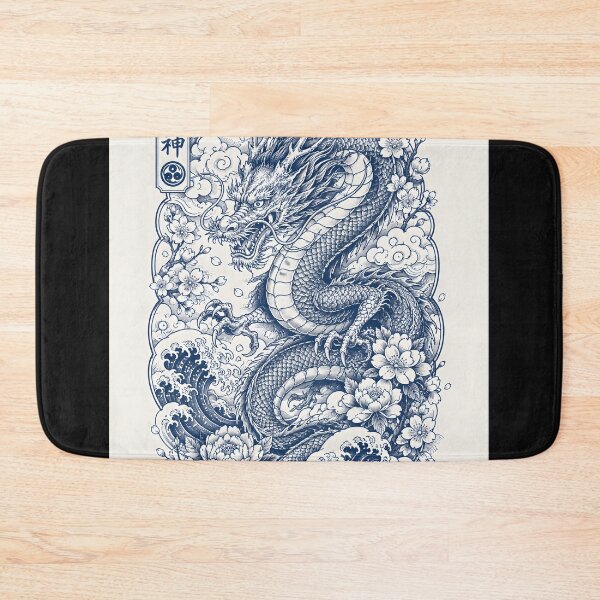 Item preview, Japanese Dragon Tattoo | Traditional Irezumi Dragon with Sakura & Waves designed and sold by Neo Tokio.