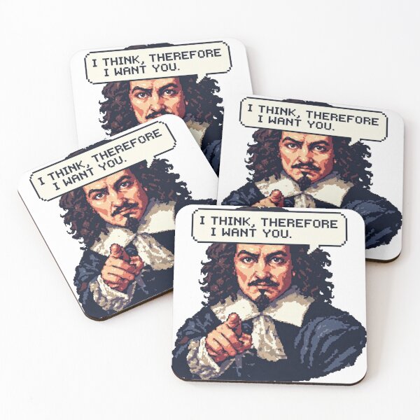 Item preview, I Think, Therefore I Want You - Descartes Retro Pixel Art designed and sold by thepixelcloset.