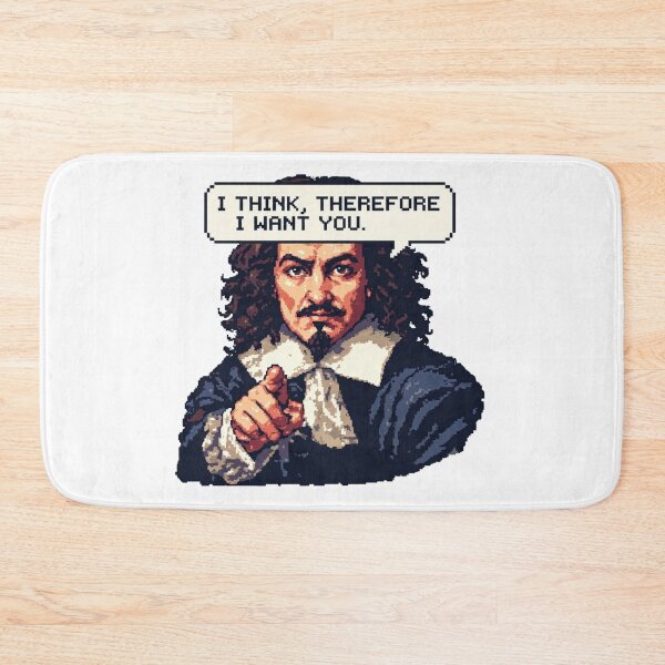 Item preview, I Think, Therefore I Want You - Descartes Retro Pixel Art designed and sold by thepixelcloset.