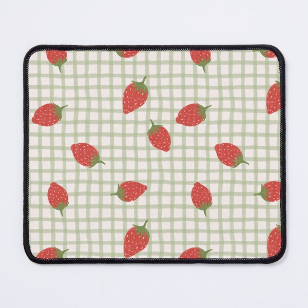 Item preview, Red Strawberries on green gingham grid designed and sold by PrettywithColor.