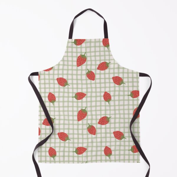 Item preview, Red Strawberries on green gingham grid designed and sold by PrettywithColor.