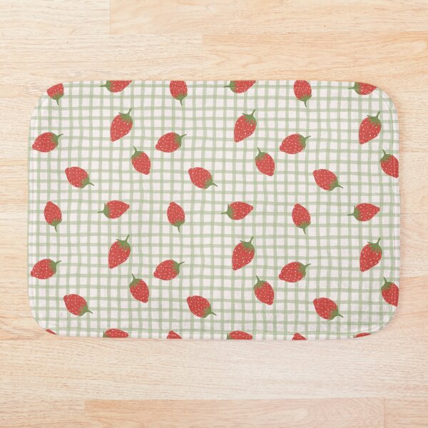 Item preview, Red Strawberries on green gingham grid designed and sold by PrettywithColor.