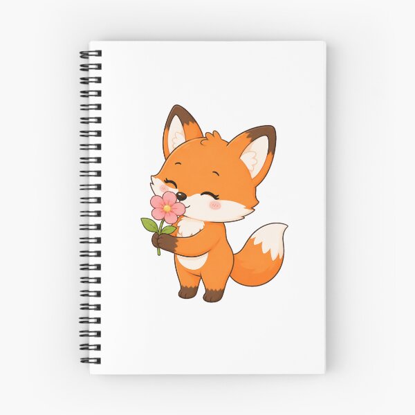 Item preview, Cute Fox Smelling Pink Flower Kawaii Cartoon Design designed and sold by Seculinator.