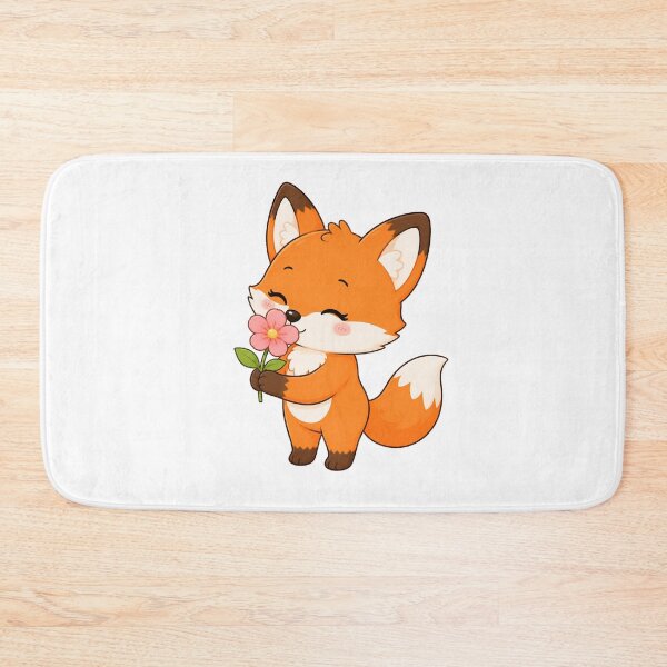Item preview, Cute Fox Smelling Pink Flower Kawaii Cartoon Design designed and sold by Seculinator.