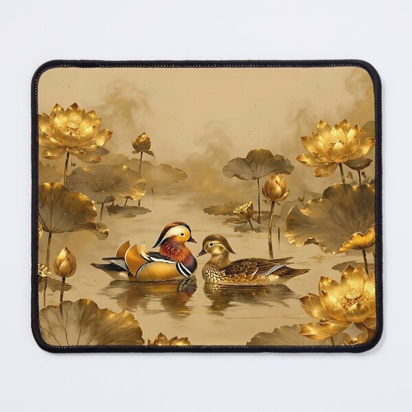 Item preview, Korean Wall Art - Mandarin Ducks Among Lotus Flowers on Hanji Paper designed and sold by K-Tradition.
