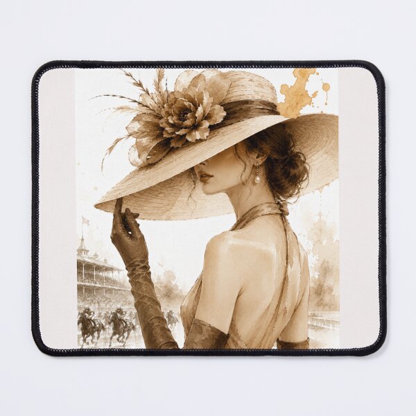 Item preview, Elegant fashion lady at the horse races – Luxury Fashion Sepia Art. designed and sold by NewtBoo.