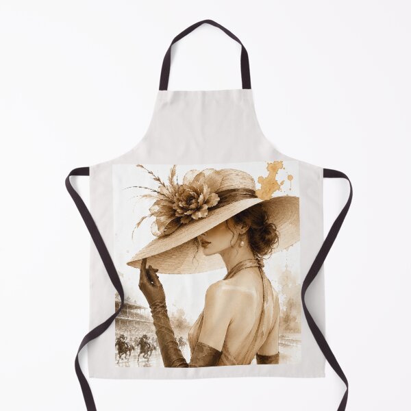 Item preview, Elegant fashion lady at the horse races – Luxury Fashion Sepia Art. designed and sold by NewtBoo.