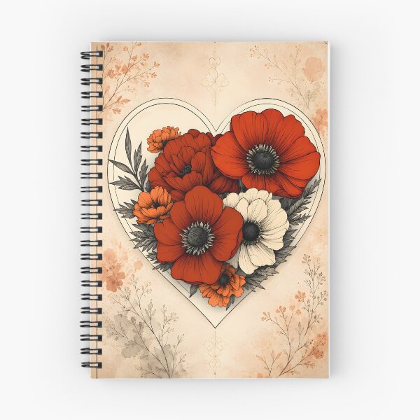 Item preview, Hearts 5 - Vintage Floral Heart Poppy Illustration designed and sold by NikaNavi.