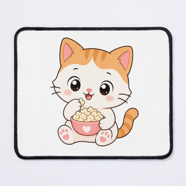 Item preview, Cute Cat Eating Popcorn Kawaii Cartoon Movie Design designed and sold by Seculinator.