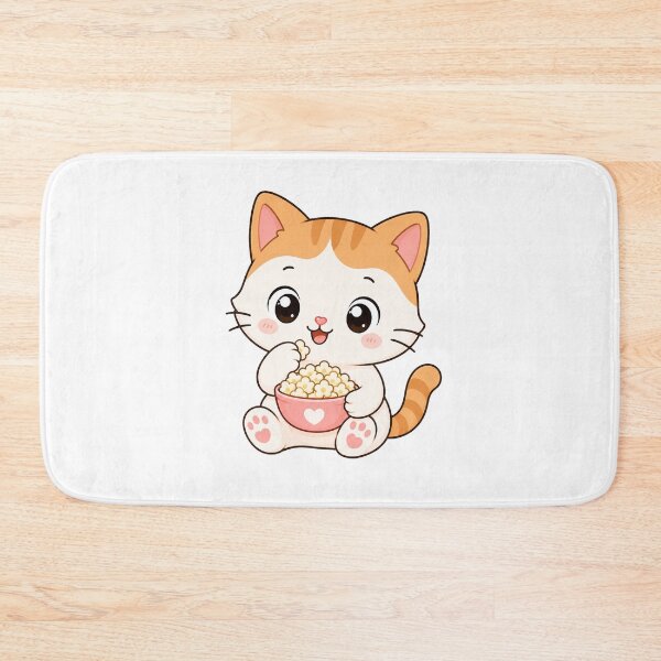 Item preview, Cute Cat Eating Popcorn Kawaii Cartoon Movie Design designed and sold by Seculinator.