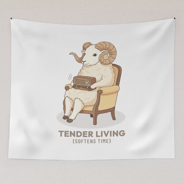 Item preview, Cozy Ram Listening to Music Vintage Aesthetic designed and sold by Cozy Vintage Animal.