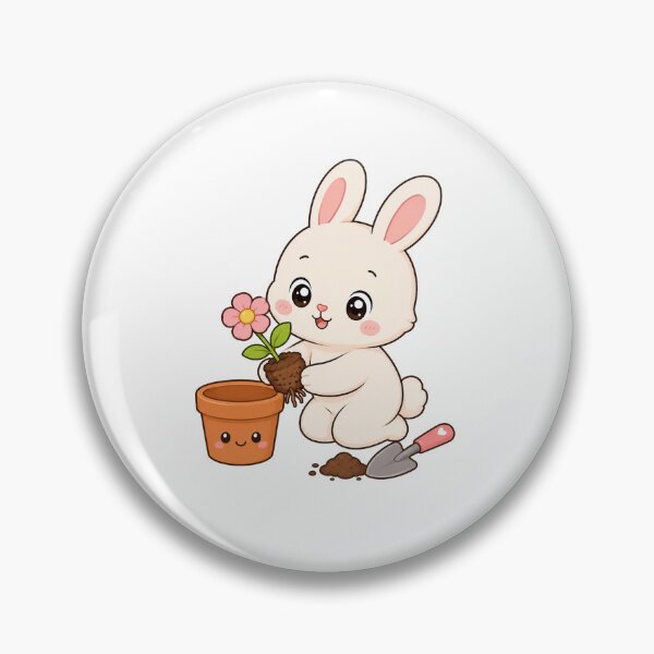 Item preview, Cute Bunny Planting Flower Kawaii Cartoon Gardening Design designed and sold by Seculinator.