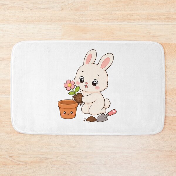 Item preview, Cute Bunny Planting Flower Kawaii Cartoon Gardening Design designed and sold by Seculinator.