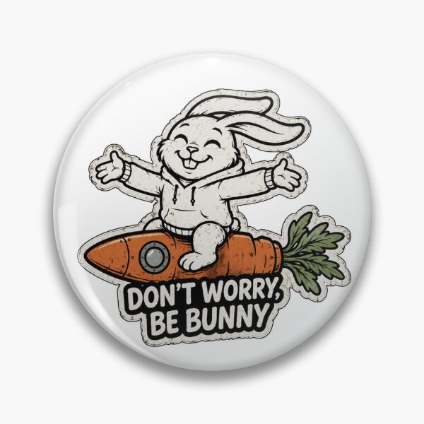 Item preview, Don't Worry, Be Bunny – Cute Bunny Surfing Carrot | Funny Rabbit Sticker, T-Shirt & Hoodie designed and sold by bunnymode.