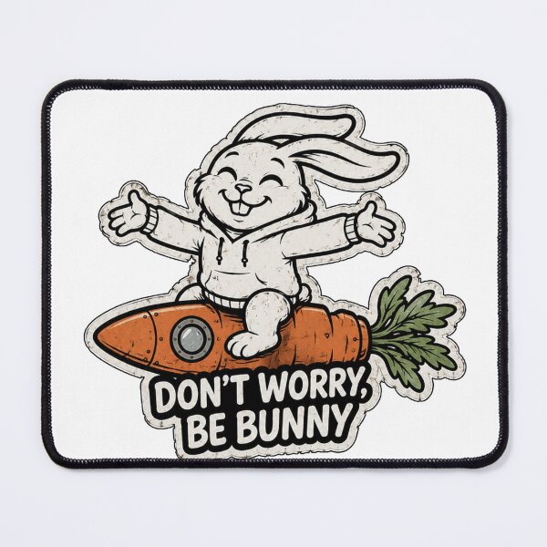 Item preview, Don't Worry, Be Bunny – Cute Bunny Surfing Carrot | Funny Rabbit Sticker, T-Shirt & Hoodie designed and sold by bunnymode.