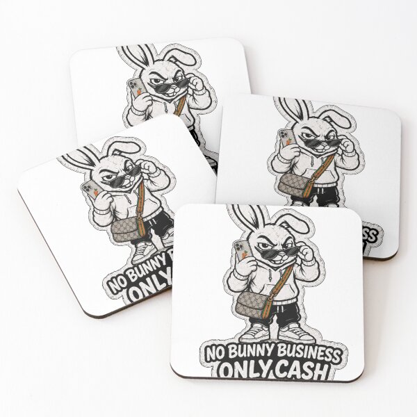 Item preview, No Bunny Business Only Cash Funny Streetwear Rabbit Sticker designed and sold by bunnymode.