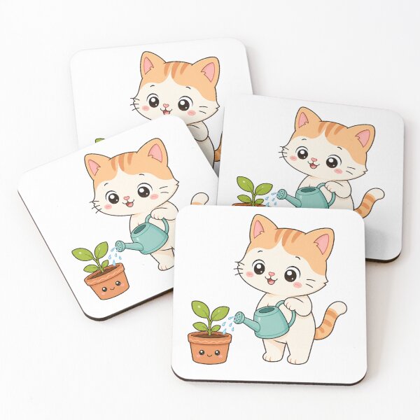 Item preview, Cute Cat Watering Plant Kawaii Cartoon Gardening Design designed and sold by Seculinator.