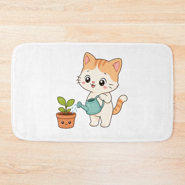 Item preview, Cute Cat Watering Plant Kawaii Cartoon Gardening Design designed and sold by Seculinator.
