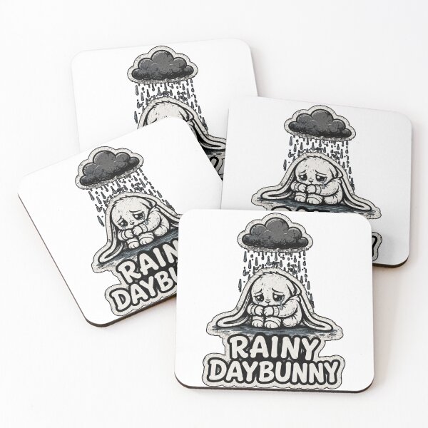 Item preview, Rainy Day Bunny Sad Mood Sticker designed and sold by bunnymode.