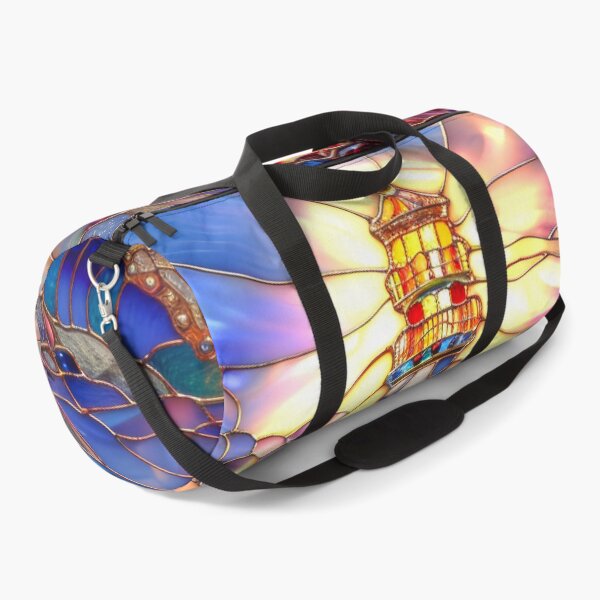 Item preview, Lighthouse Stained Glass Sunset Art, Coastal Ocean Scene designed and sold by MargaretWiktor.