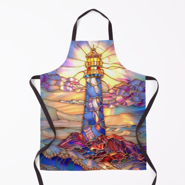Item preview, Lighthouse Stained Glass Sunset Art, Coastal Ocean Scene designed and sold by MargaretWiktor.