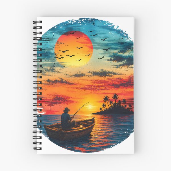 Item preview, Sunset Fishing Serenity Watercolor Illustration designed and sold by FutureGarb.
