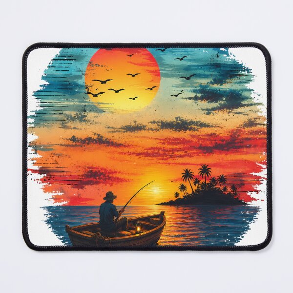Item preview, Sunset Fishing Serenity Watercolor Illustration designed and sold by FutureGarb.