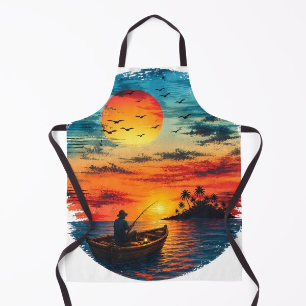 Item preview, Sunset Fishing Serenity Watercolor Illustration designed and sold by FutureGarb.