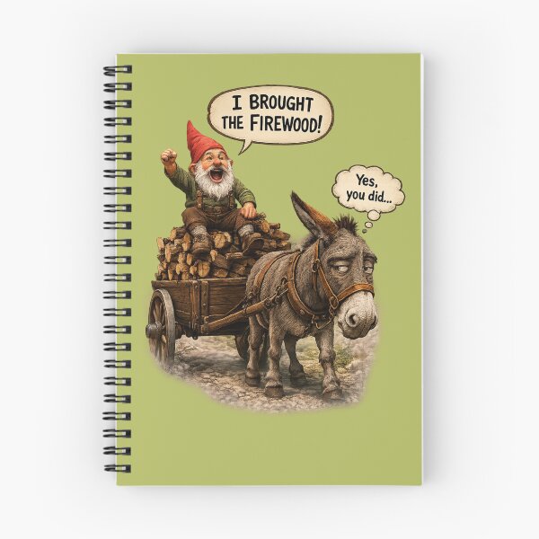 Item preview, I Brought the Firewood! Funny Gnome and Donkey Cartoon designed and sold by Alpine-Ink.