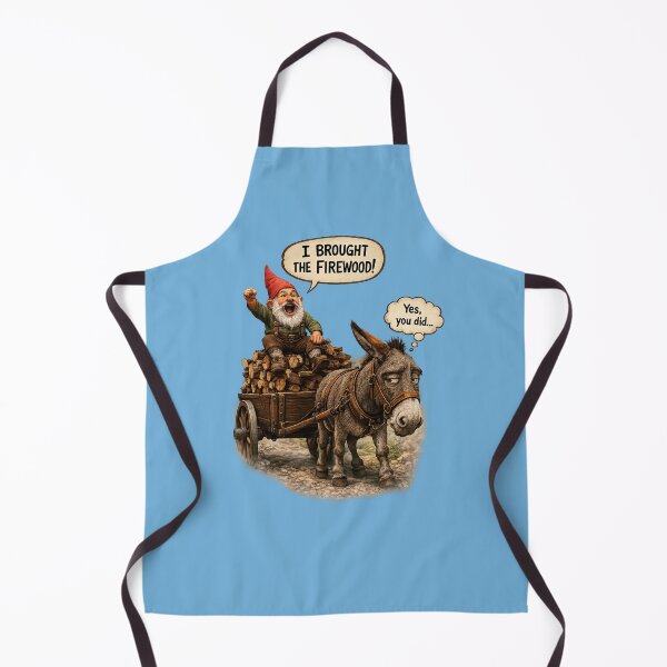 Item preview, I Brought the Firewood! Funny Gnome and Donkey Cartoon designed and sold by Alpine-Ink.