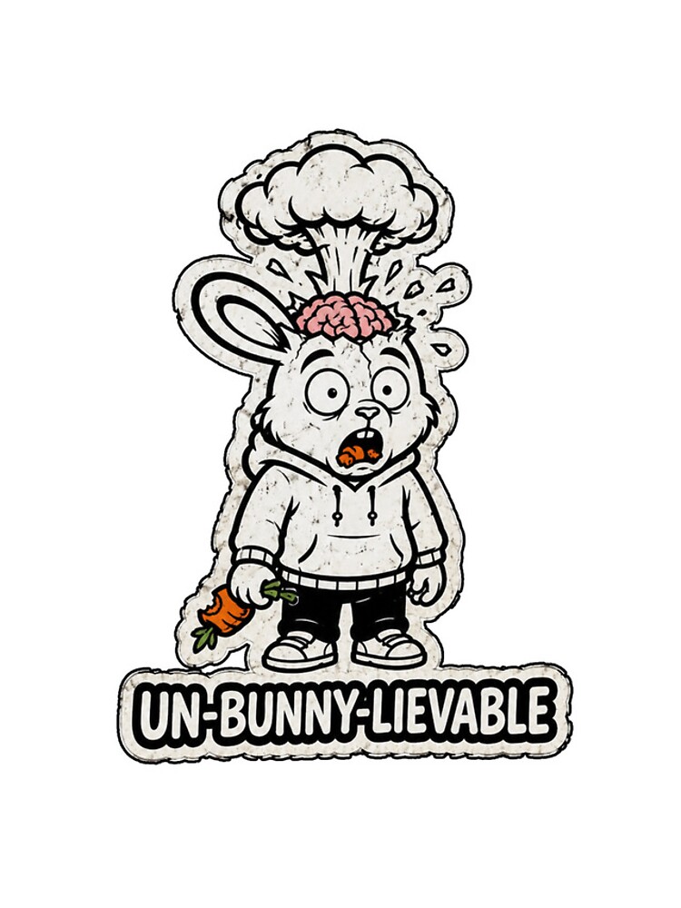 Thumbnail 4 of 4, iPhone Case, UN-BUNNY-LIEVABLE Exploding Brain Rabbit Sticker designed and sold by bunnymode.