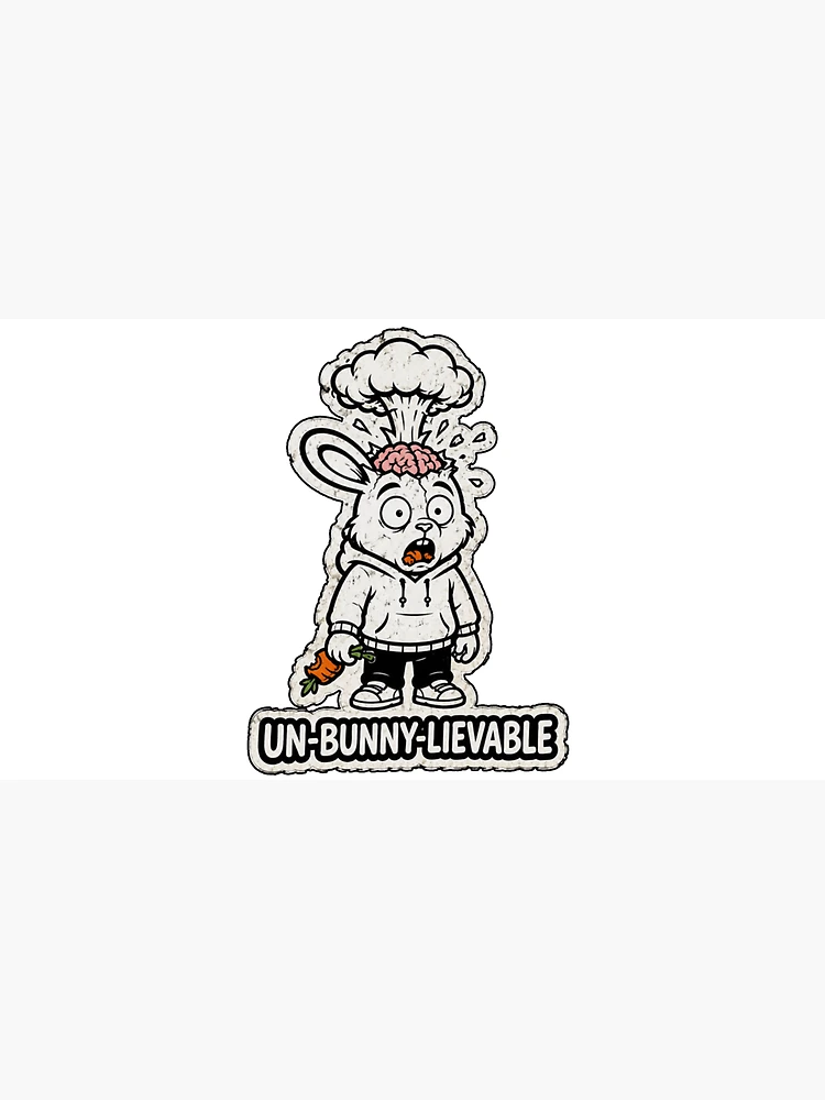 Thumbnail 3 of 3, Cap, UN-BUNNY-LIEVABLE Exploding Brain Rabbit Sticker designed and sold by bunnymode.