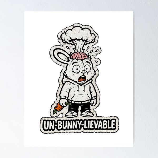 Item preview, UN-BUNNY-LIEVABLE Exploding Brain Rabbit Sticker designed and sold by bunnymode.